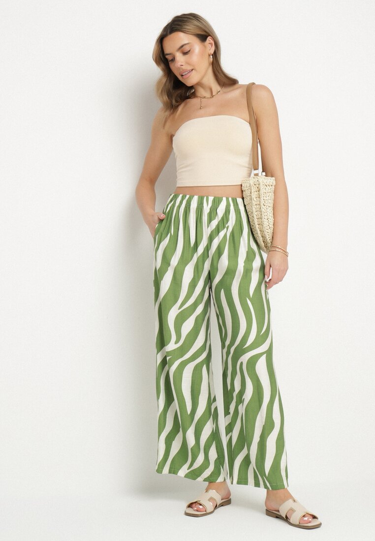 Pantaloni Verde cu alb