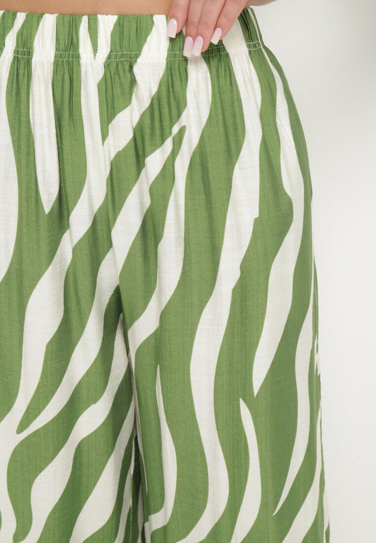 Pantaloni Verde cu alb