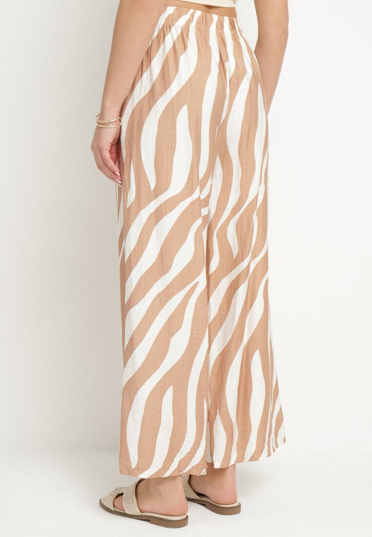 Pantaloni Bej cu alb