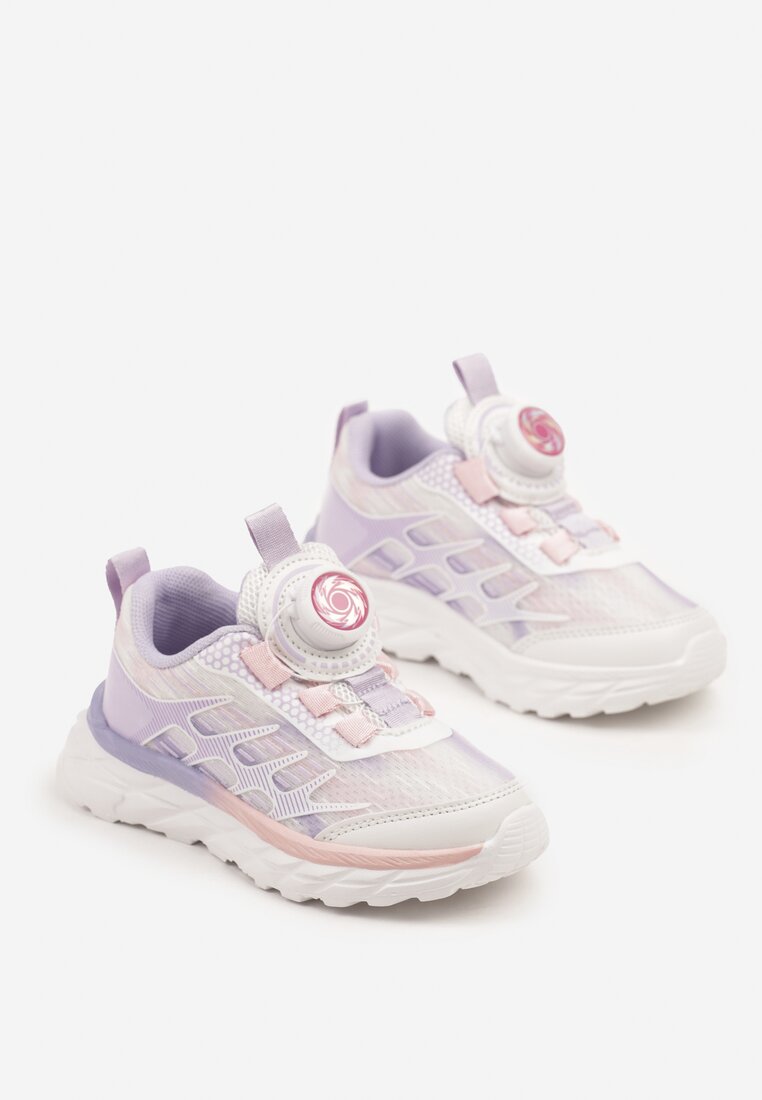 Różowo-Fioletowe Buty Sportowe Sneakersy Ozdobione Geometrycznym Wzorem Ulandiela
