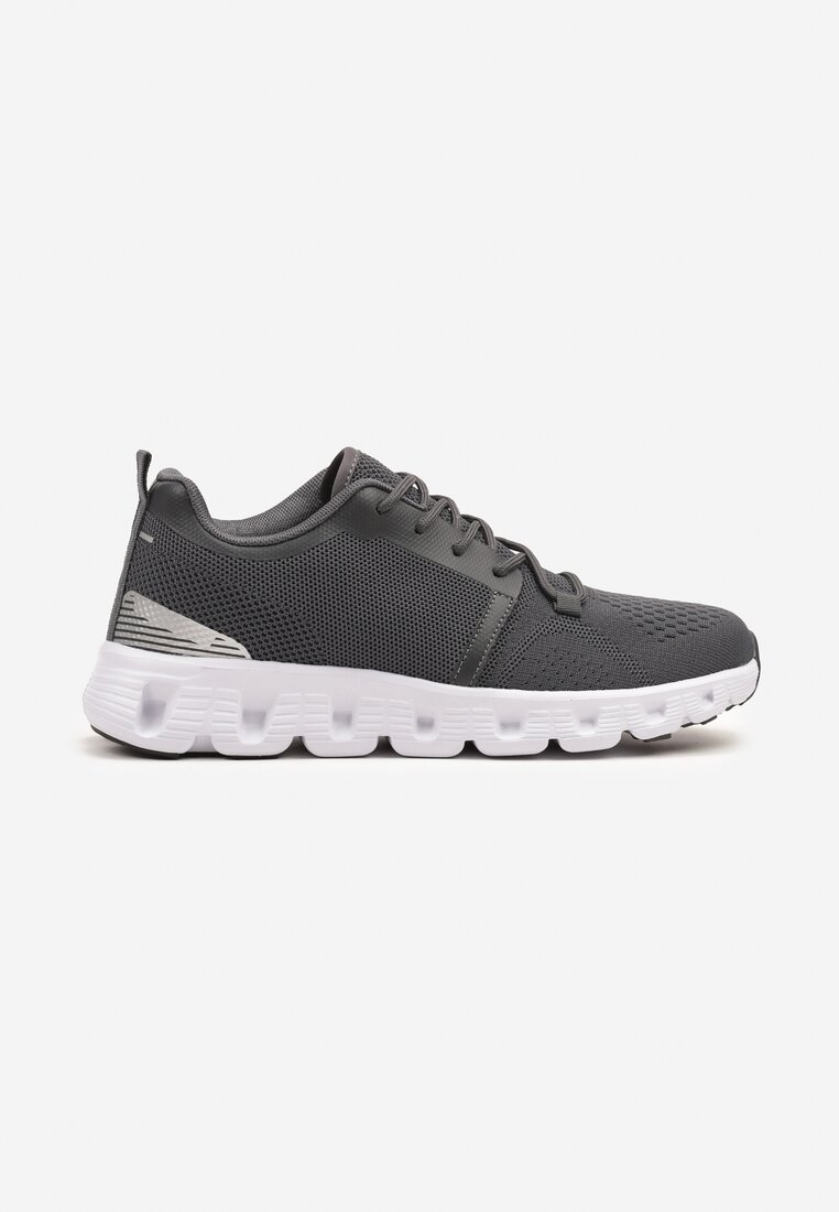 Szare Buty Sportowe Sneakersy na Płaskiej Podeszwie ze Sznurowaniami Christama