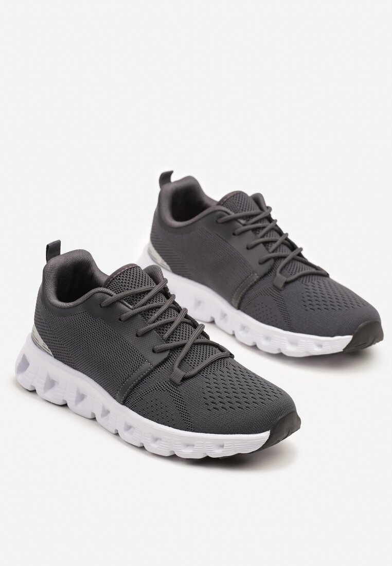 Szare Buty Sportowe Sneakersy na Płaskiej Podeszwie ze Sznurowaniami Christama
