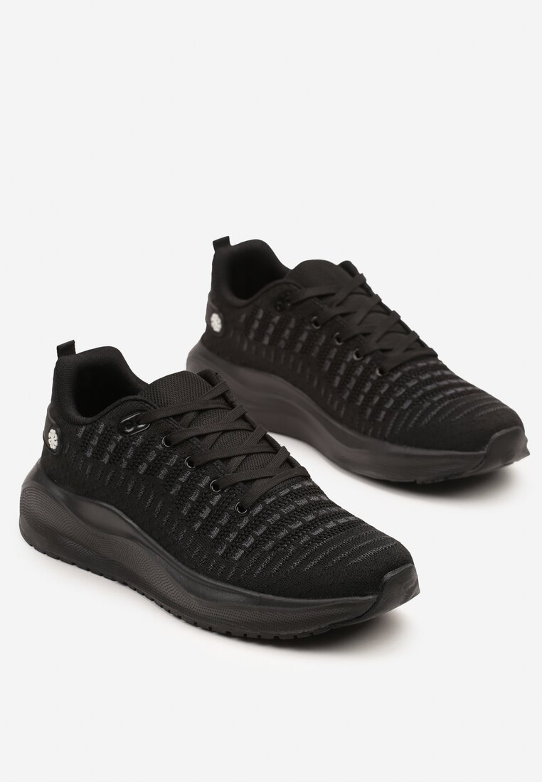 Czarne Buty Sportowe Sneakersy z Tłoczoną Cholewką Vivarinda
