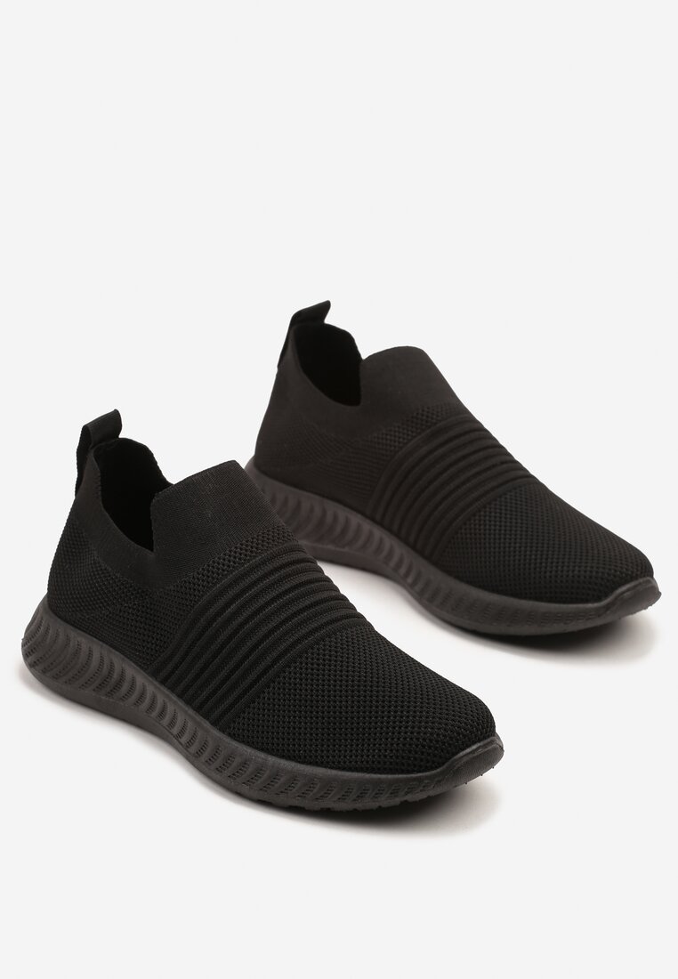 Czarne Buty Sportowe Sneakersy z Elastyczną Cholewką Vivielle