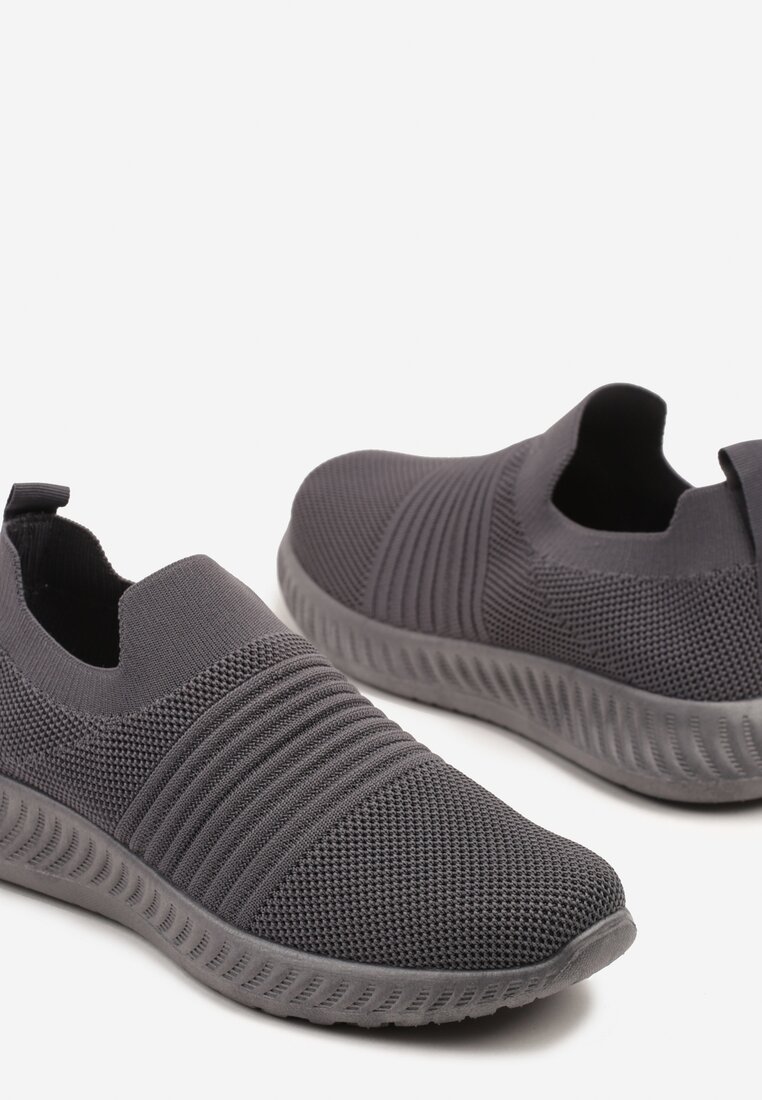 Szare Buty Sportowe Sneakersy z Elastyczną Cholewką Vivielle