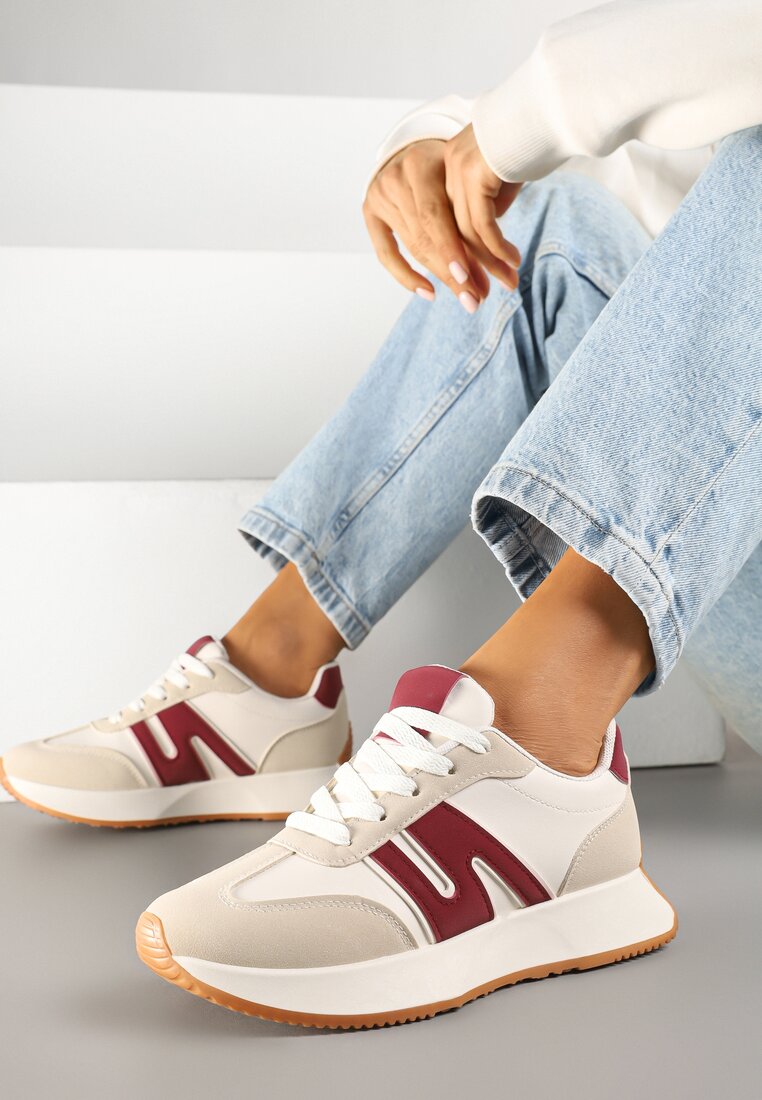 Sneakers Bordo cu roșu