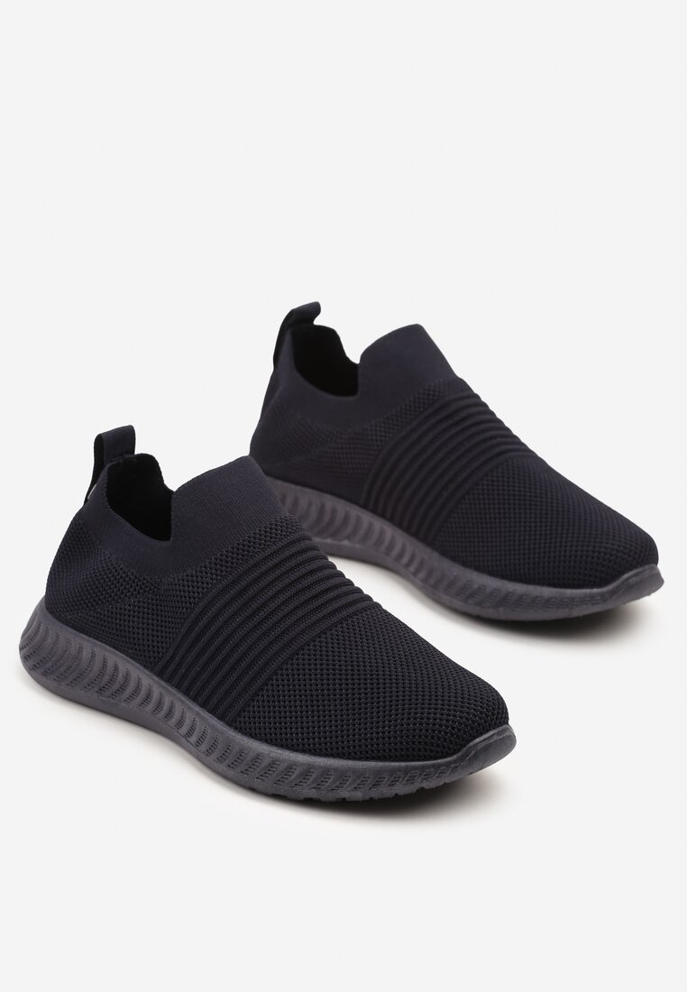 Granatowe Buty Sportowe Sneakersy z Elastyczną Cholewką Vivielle
