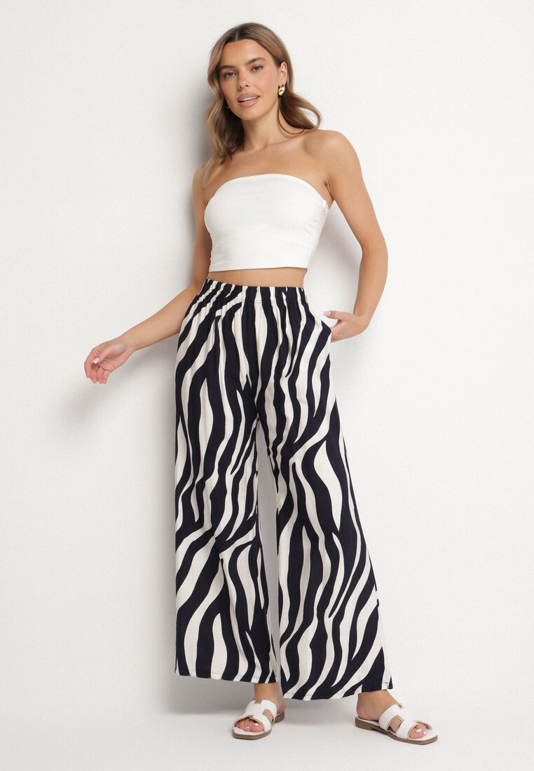 Pantaloni Alb cu bleumarin