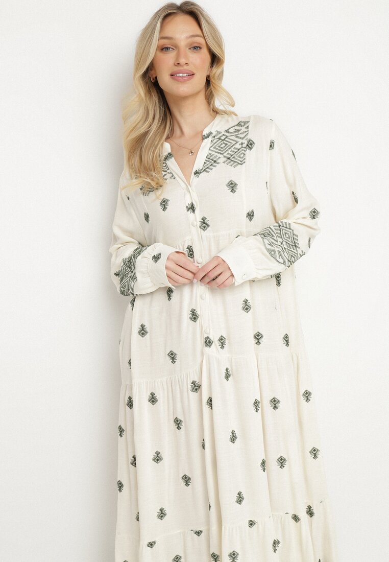 Rochie Albă cu verde
