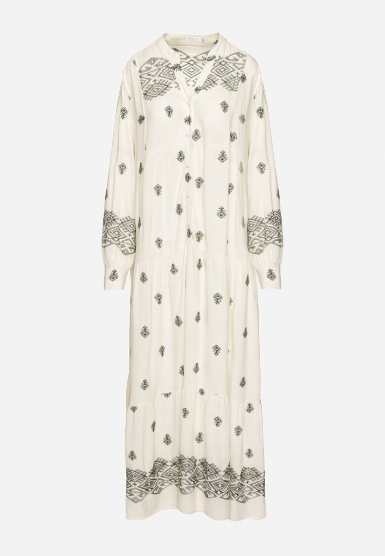 Rochie Albă cu verde
