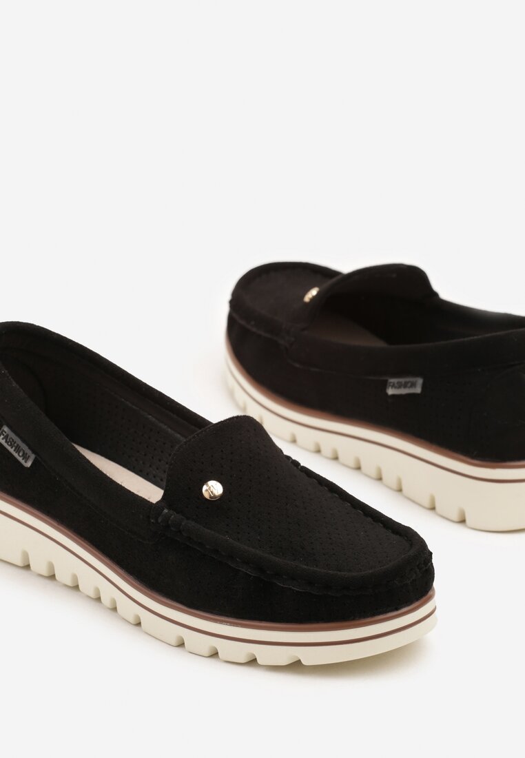 Mocasini Negru cu alb