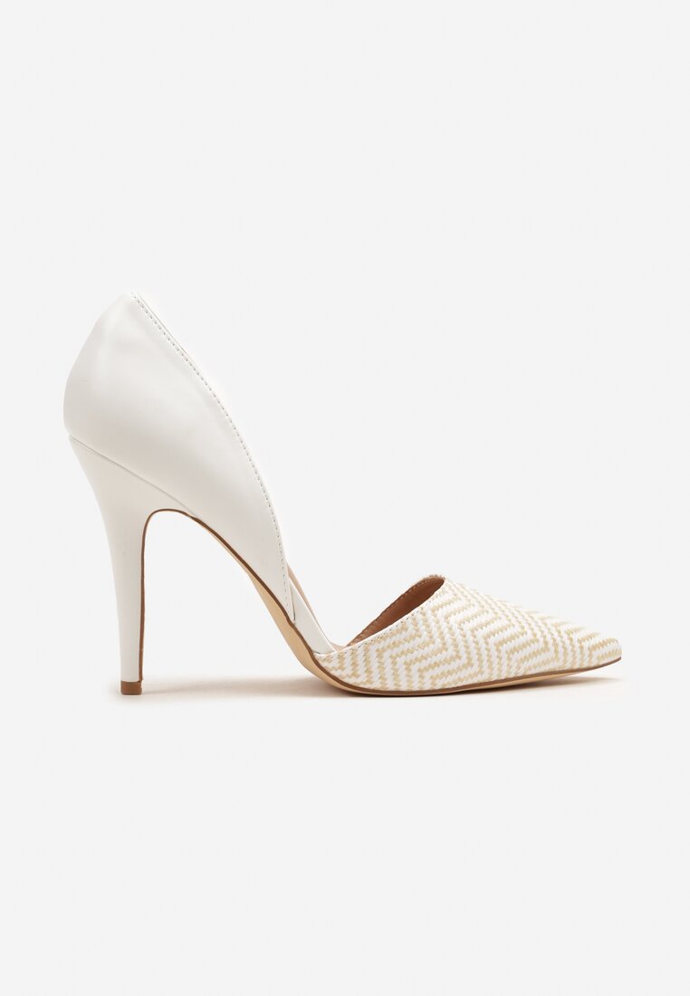 Białe Szpilki z Motywem Zygzaków Elaniwena