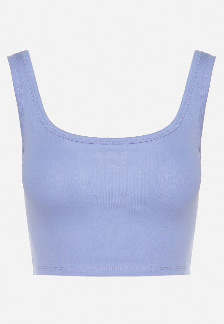 Jasnoniebieski Crop Top z Bawełny Napolena