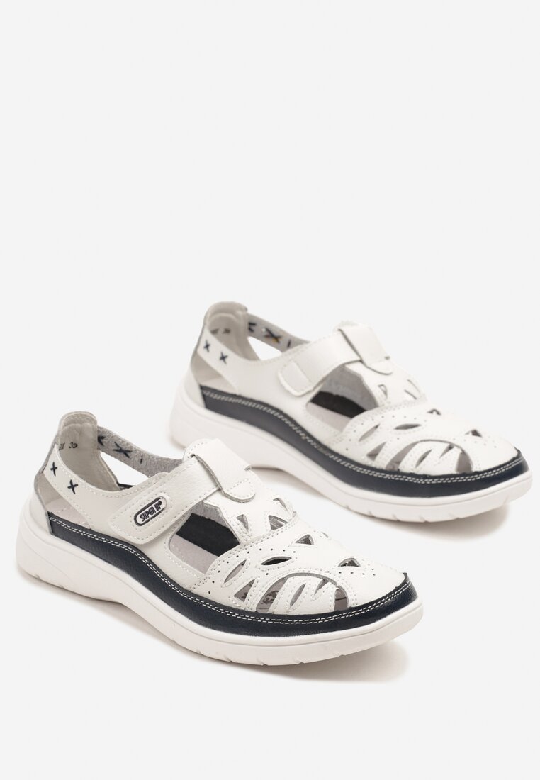 Pantofi casual Alb cu bleumarin