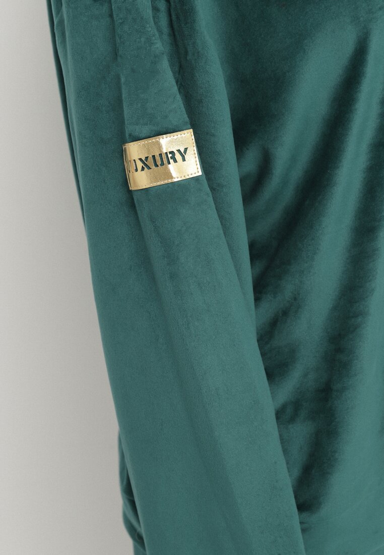 Ciemnozielony Welurowy Komplet Dresowy Bluza i Spodnie Typu Jogger Lisilwena