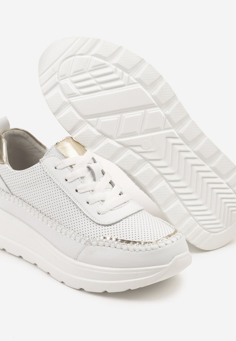 Sneakers Alb cu auriu
