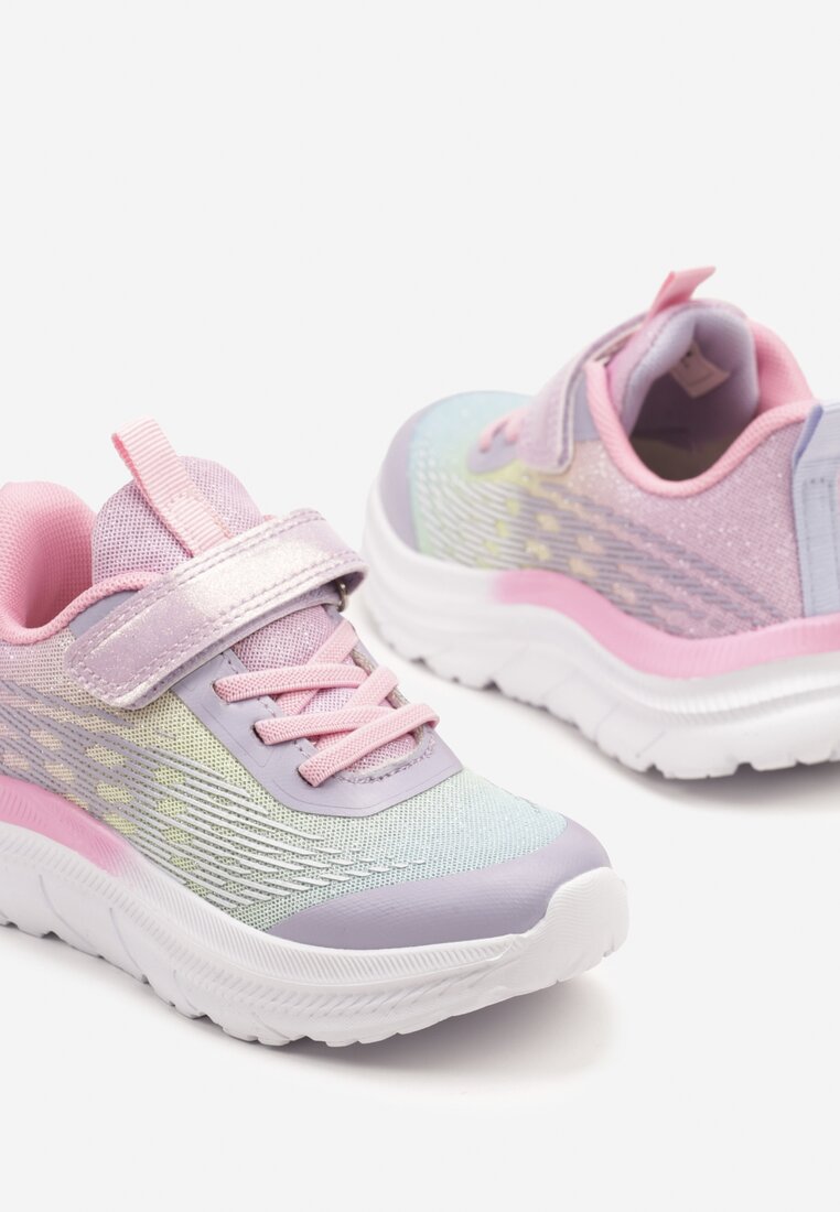 Różowe Buty Sportowe Sneakersy ze Skórzaną Wkładką i Efektem Ombre Maivana