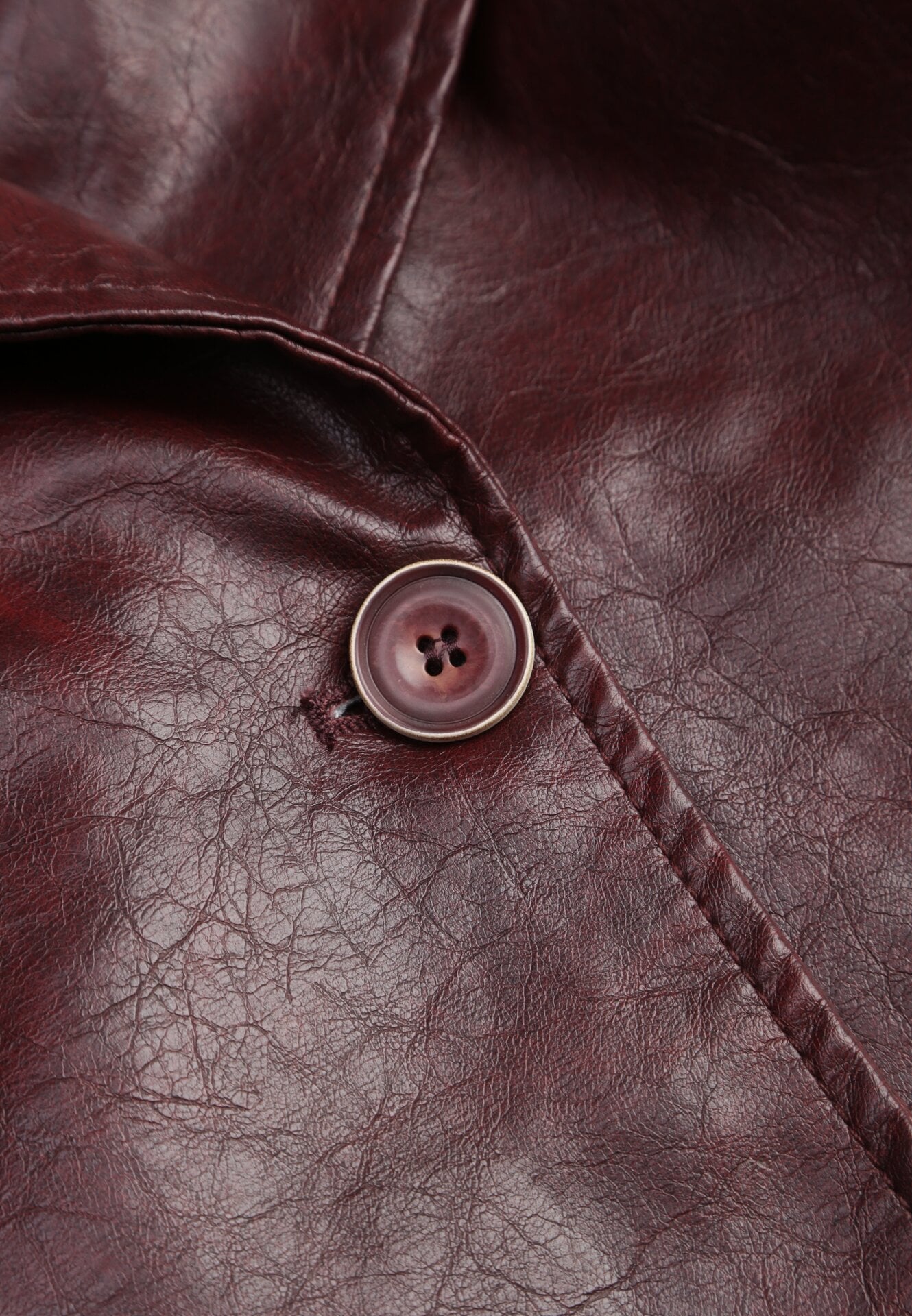 Bordowa Krótka Kurtka Typu Trencz z Imitacji Skóry z Kapturem i Wiązanym Paskiem Nilianiela