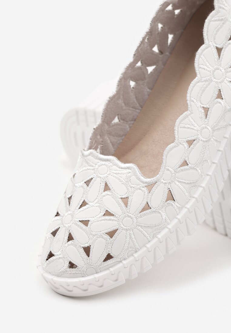 Białe Ażurowe Półbuty na Koturnie Ulisandra