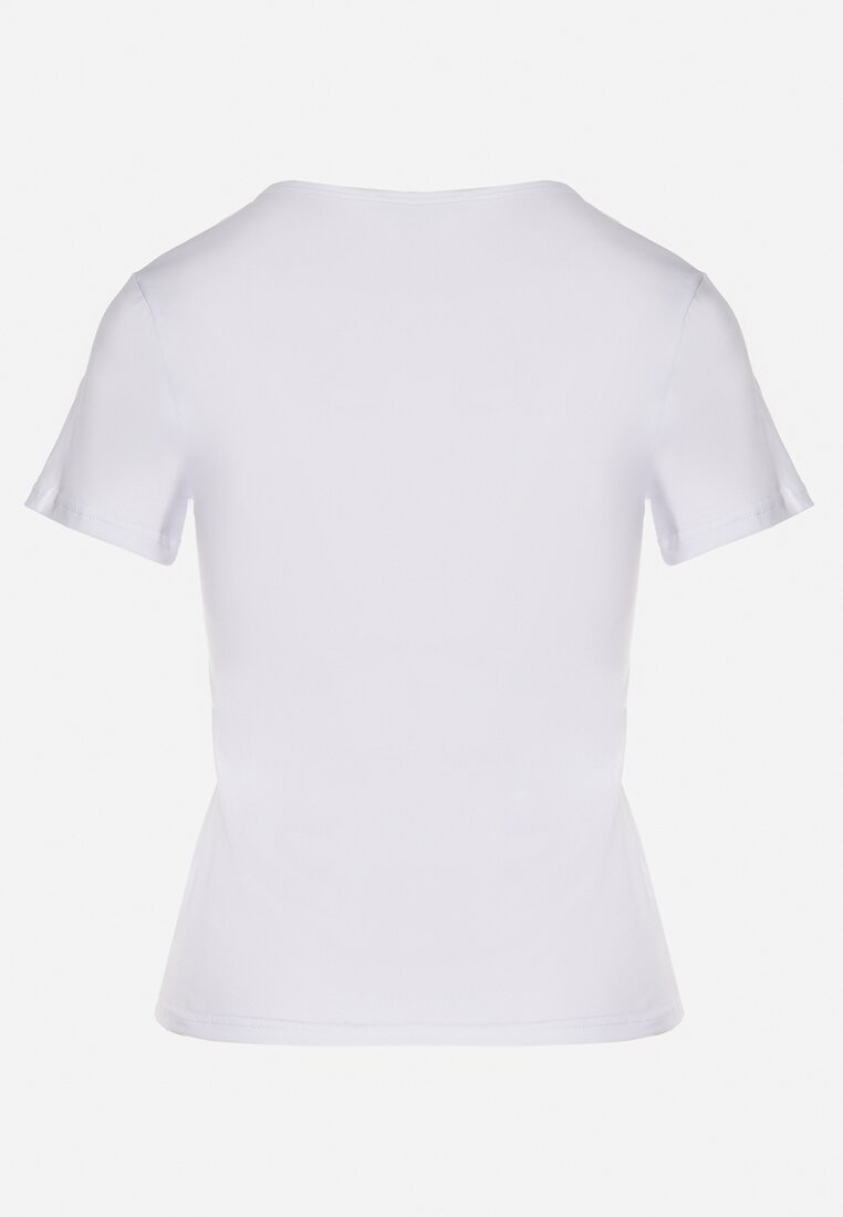 Biały T-shirt z Bawełny z Cyrkoniowym Wzorem Uliavira
