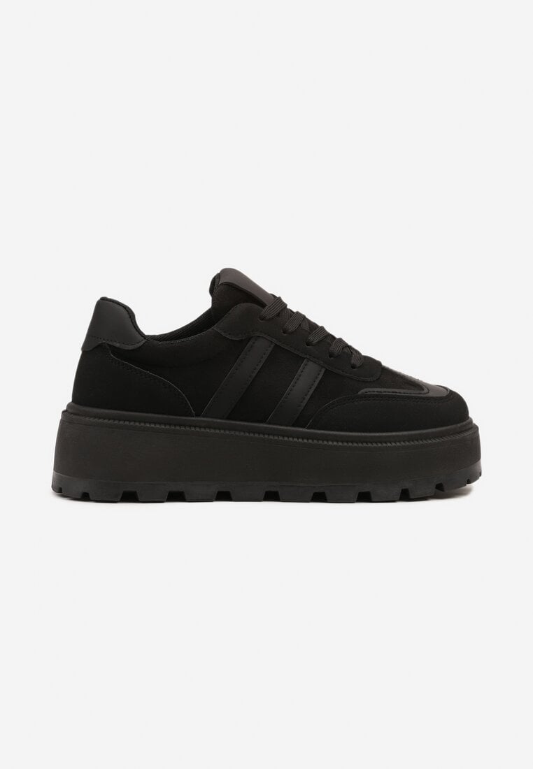 Czarne Sneakersy Typu Klasyczne Tenisówki na Grubej Podeszwie Nilmio