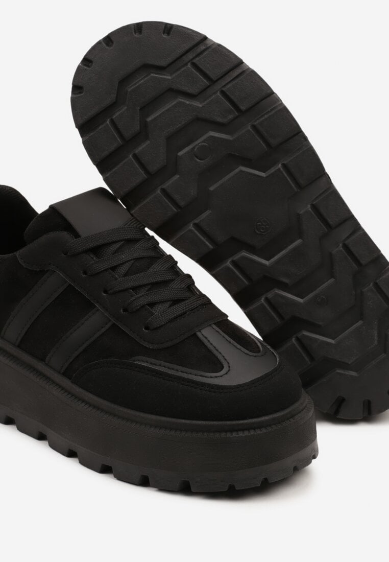 Czarne Sneakersy Typu Klasyczne Tenisówki na Grubej Podeszwie Nilmio