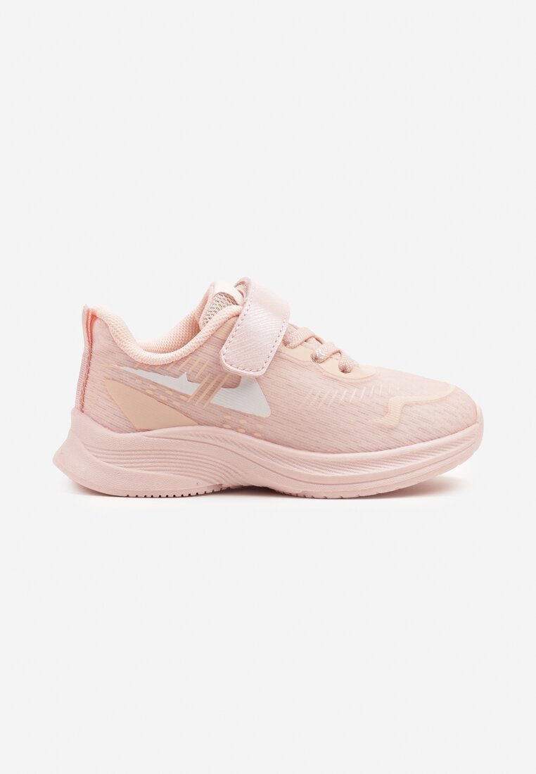 Różowo-Białe Buty Sportowe Sneakersy Clibee z Geometryczną Aplikacją Araviene