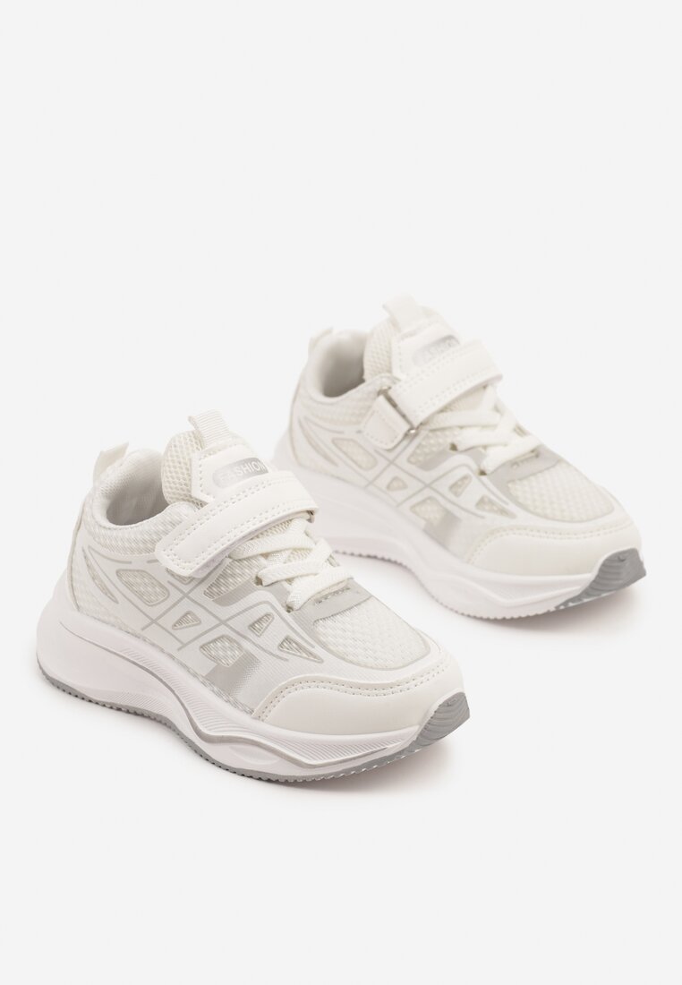 Białe Buty Sportowe Sneakersy Clibee z Geometrycznym Wzorem Naithesa