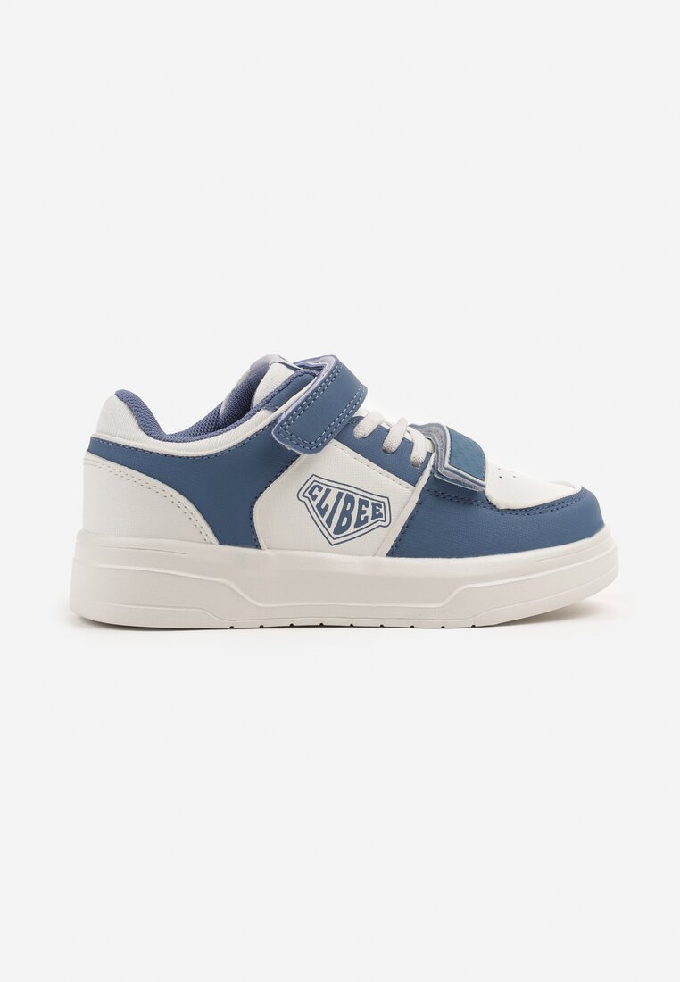 Niebiesko-Białe Buty Sportowe Sneakersy z Nadrukiem i Zapięciem na Rzep Nailla