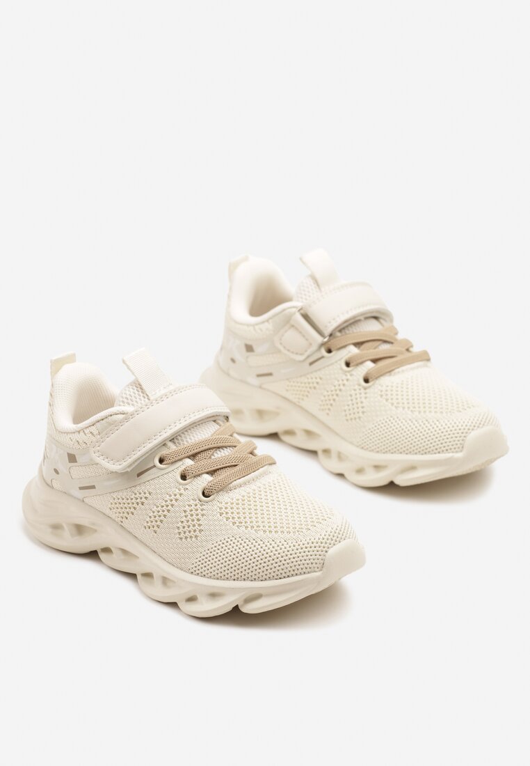 Beżowe Buty Sportowe Sneakersy Clibee Ozdobione Tłoczeniem Nanelle