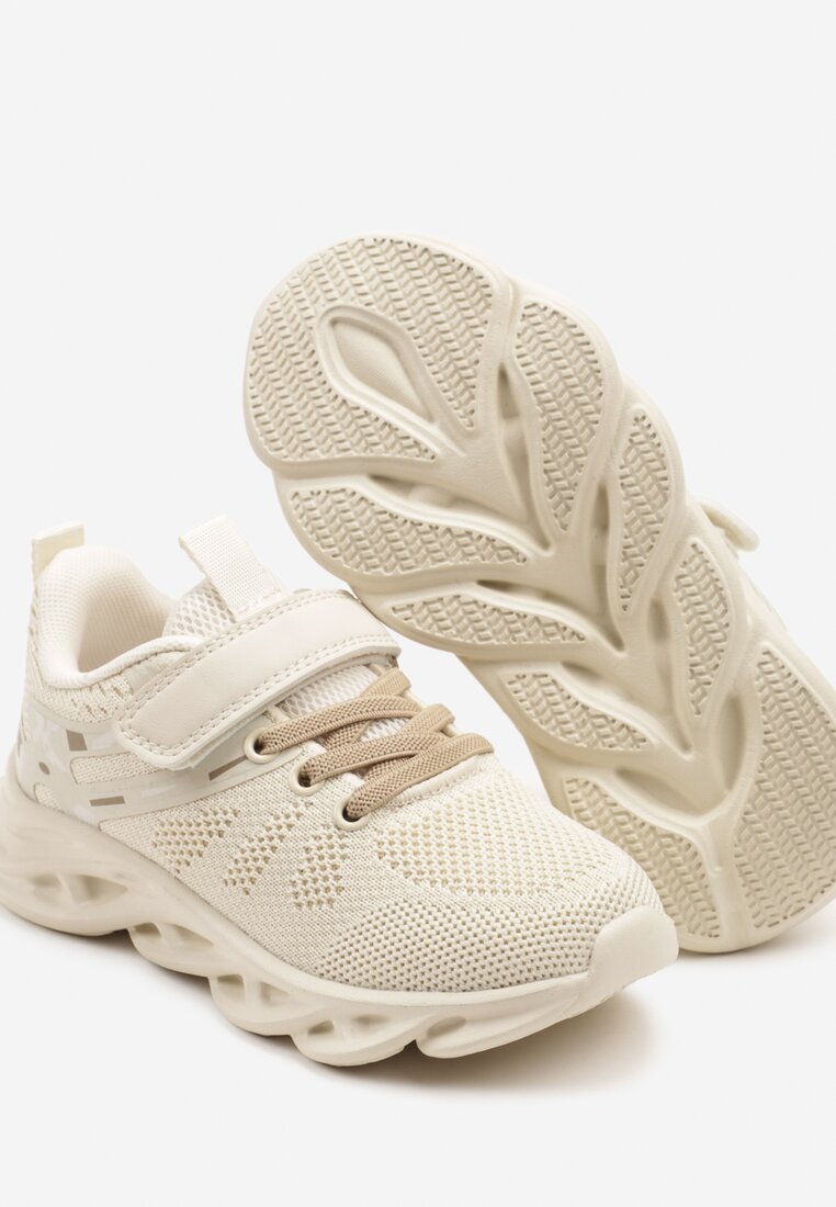 Beżowe Buty Sportowe Sneakersy Clibee Ozdobione Tłoczeniem Nanelle
