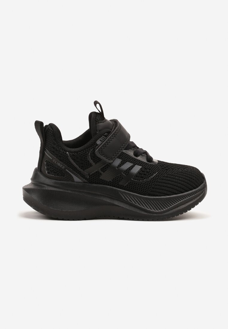 Czarne Buty Sportowe Sneakersy z Rzepem na Piankowej Podeszwie Naissina