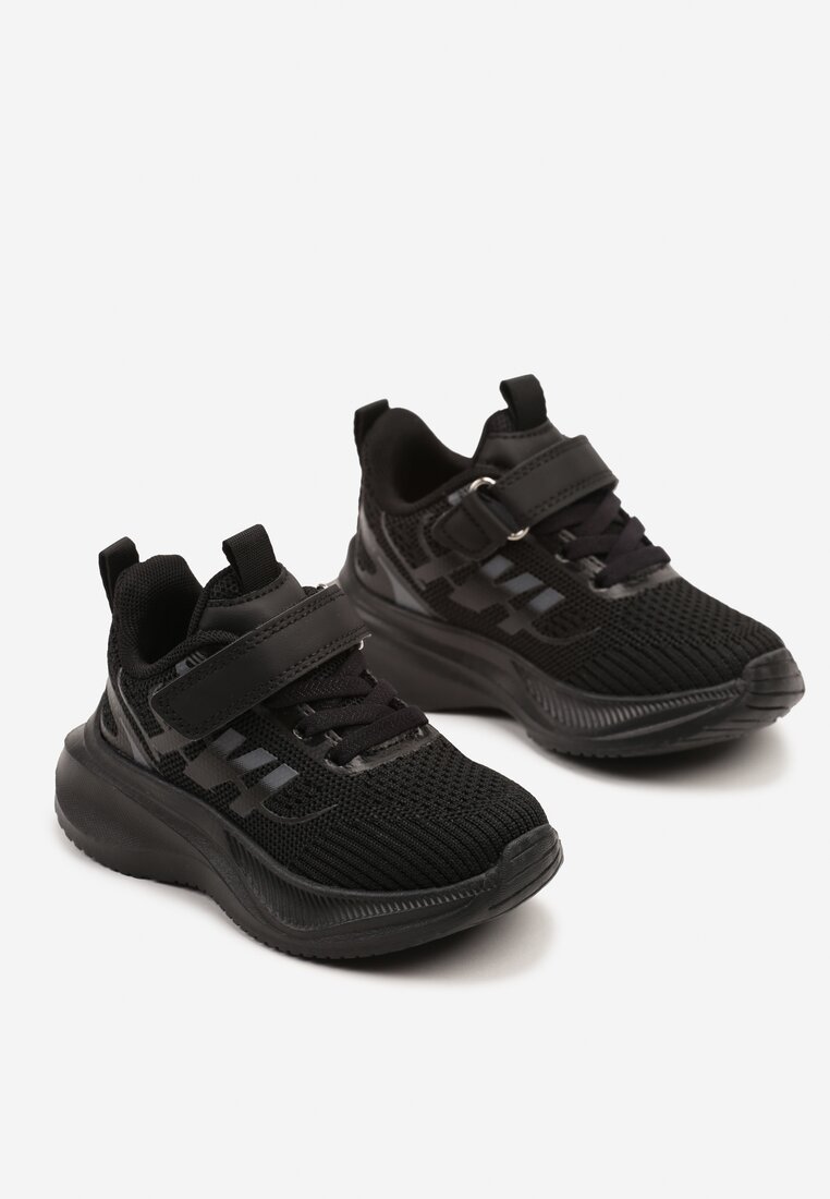 Czarne Buty Sportowe Sneakersy z Rzepem na Piankowej Podeszwie Naissina