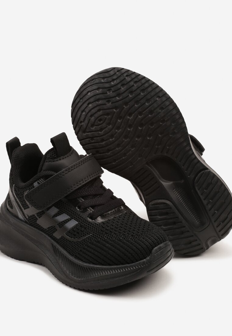 Czarne Buty Sportowe Sneakersy z Rzepem na Piankowej Podeszwie Naissina