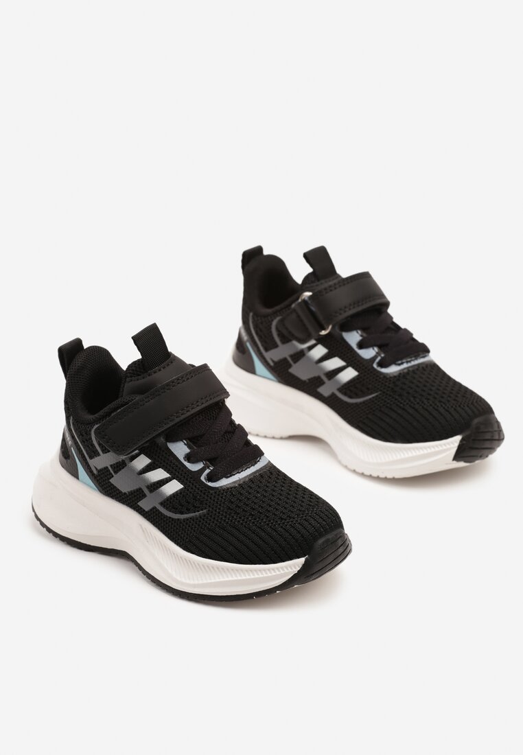 Czarno-Białe Buty Sportowe Sneakersy z Rzepem na Piankowej Podeszwie Naissina