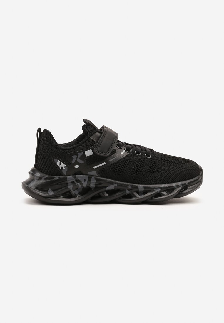 Czarno-Szare Buty Sportowe Sneakersy Clibee na Grubej Tłoczonej Podeszwie Jenadora