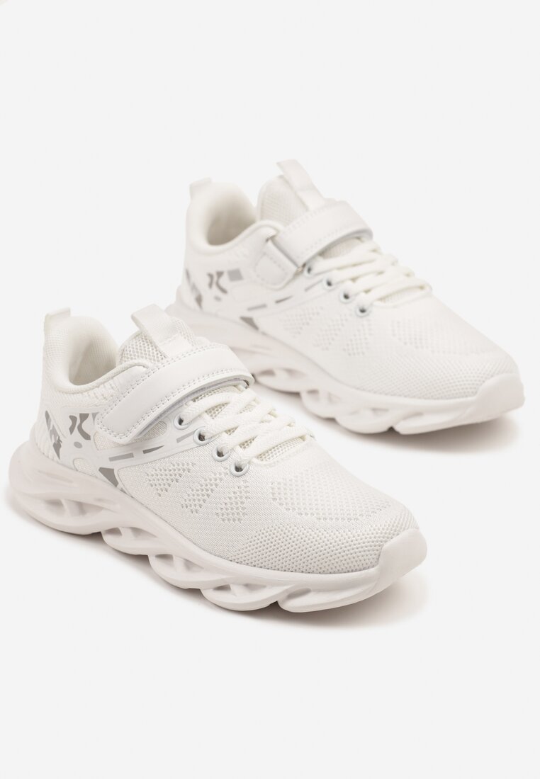 Biało-Szare Buty Sportowe Sneakersy Clibee na Grubej Tłoczonej Podeszwie Jenadora