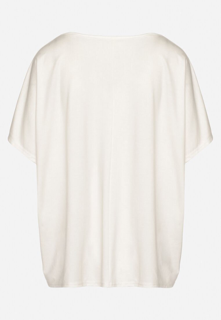 Biały T-shirt z Wiskozą o Kroju Nietoperza Liosma