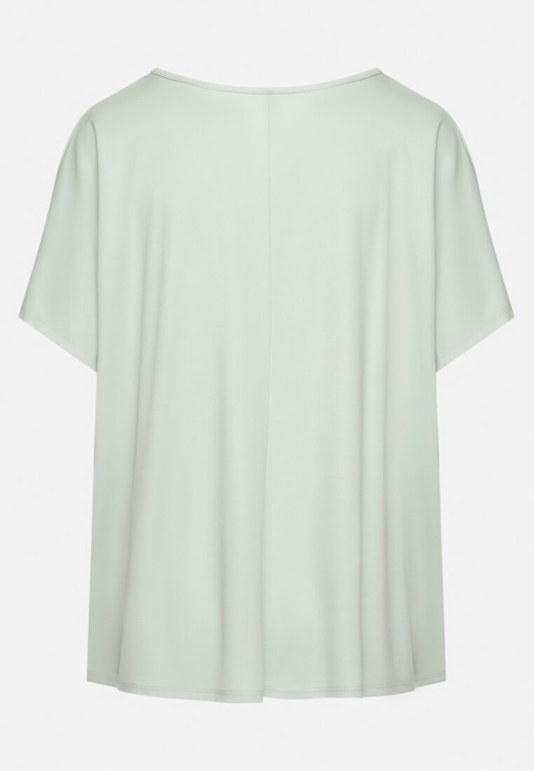 Jasnozielony T-shirt z Wiskozą o Kroju Nietoperza Liosma