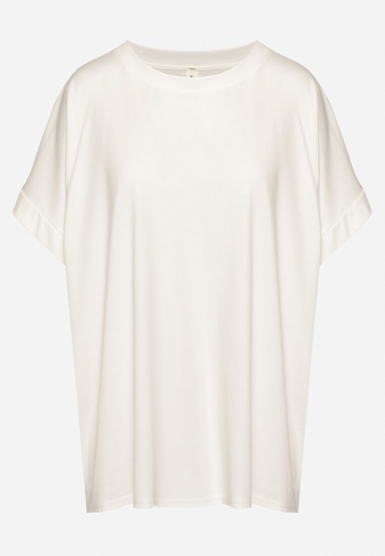 Biały T-shirt z Wiskozą o Kroju Nietoperza Tanariona