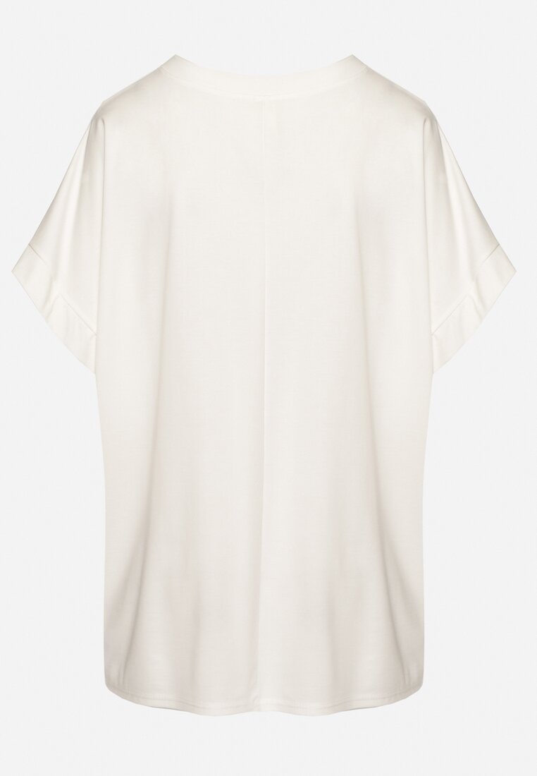 Biały T-shirt z Wiskozą o Kroju Nietoperza Tanariona