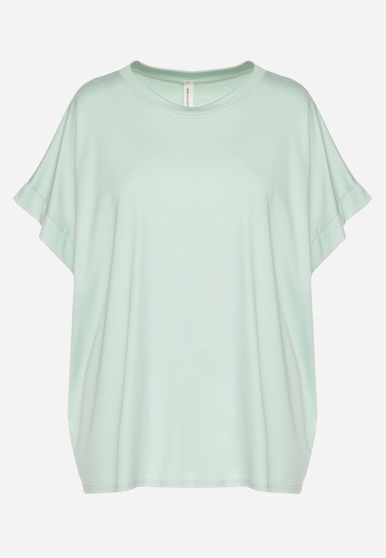 Jasnozielony T-shirt z Wiskozą o Kroju Nietoperza Tanariona
