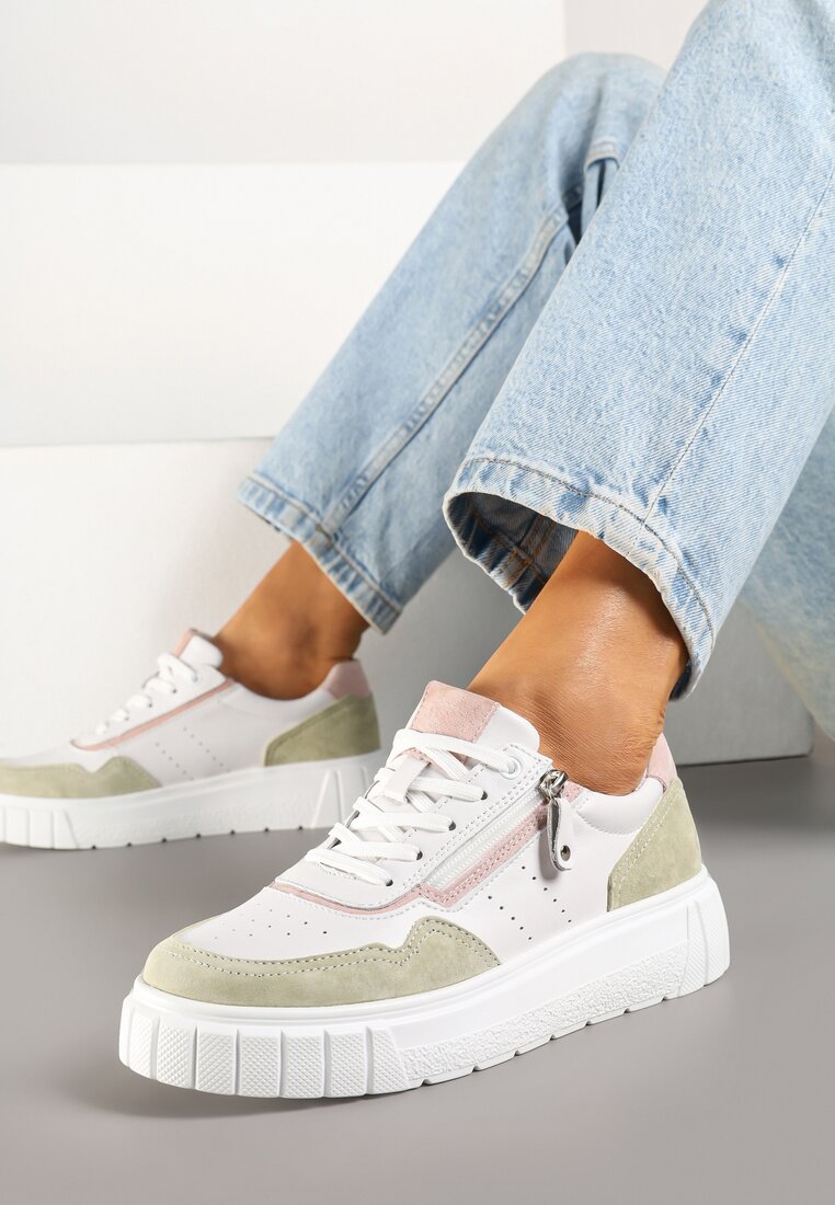 Sneakers Alb cu verde