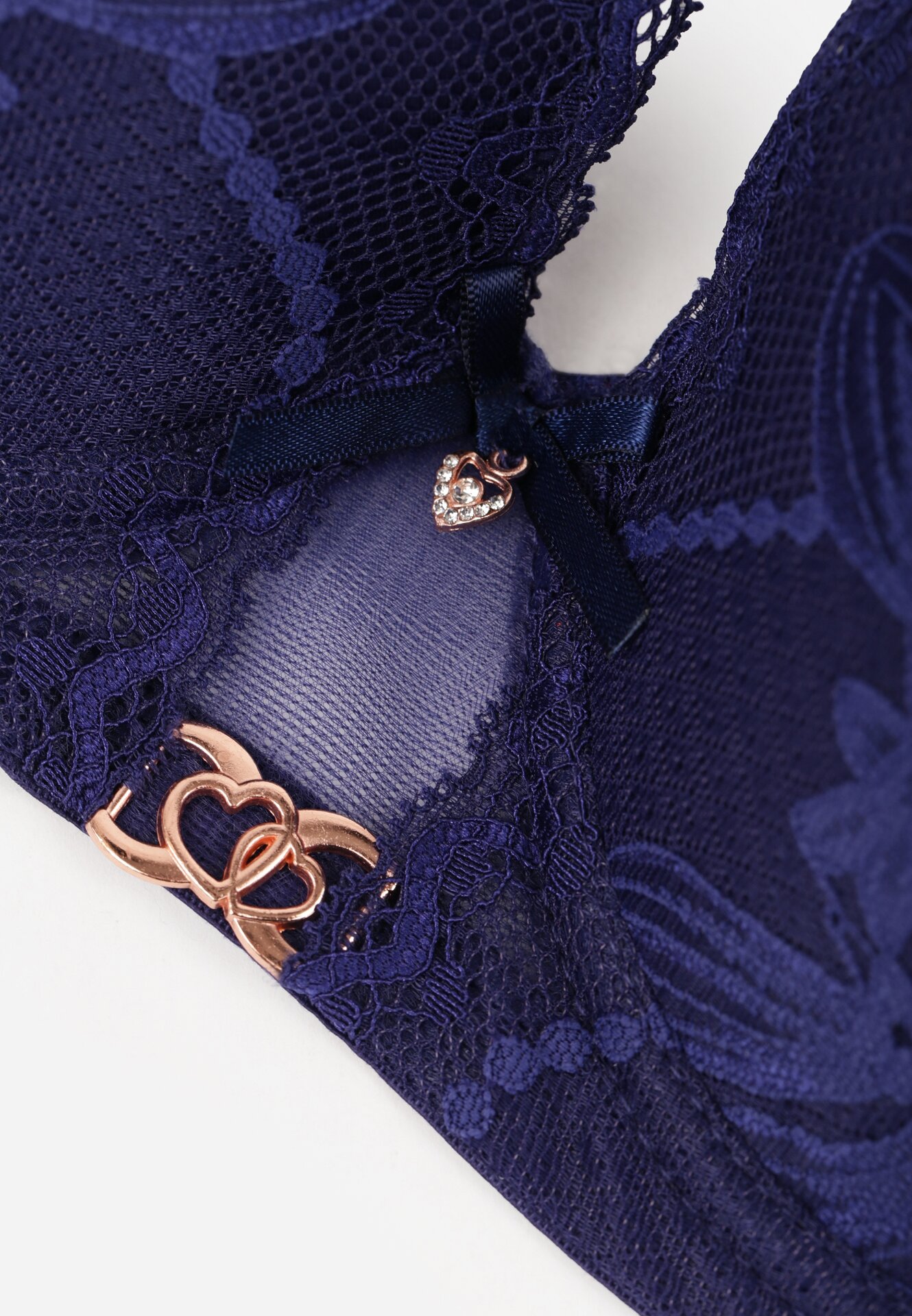 Granatowy Biustonosz z Koronką i Metaliczną Ozdobą Valzedia