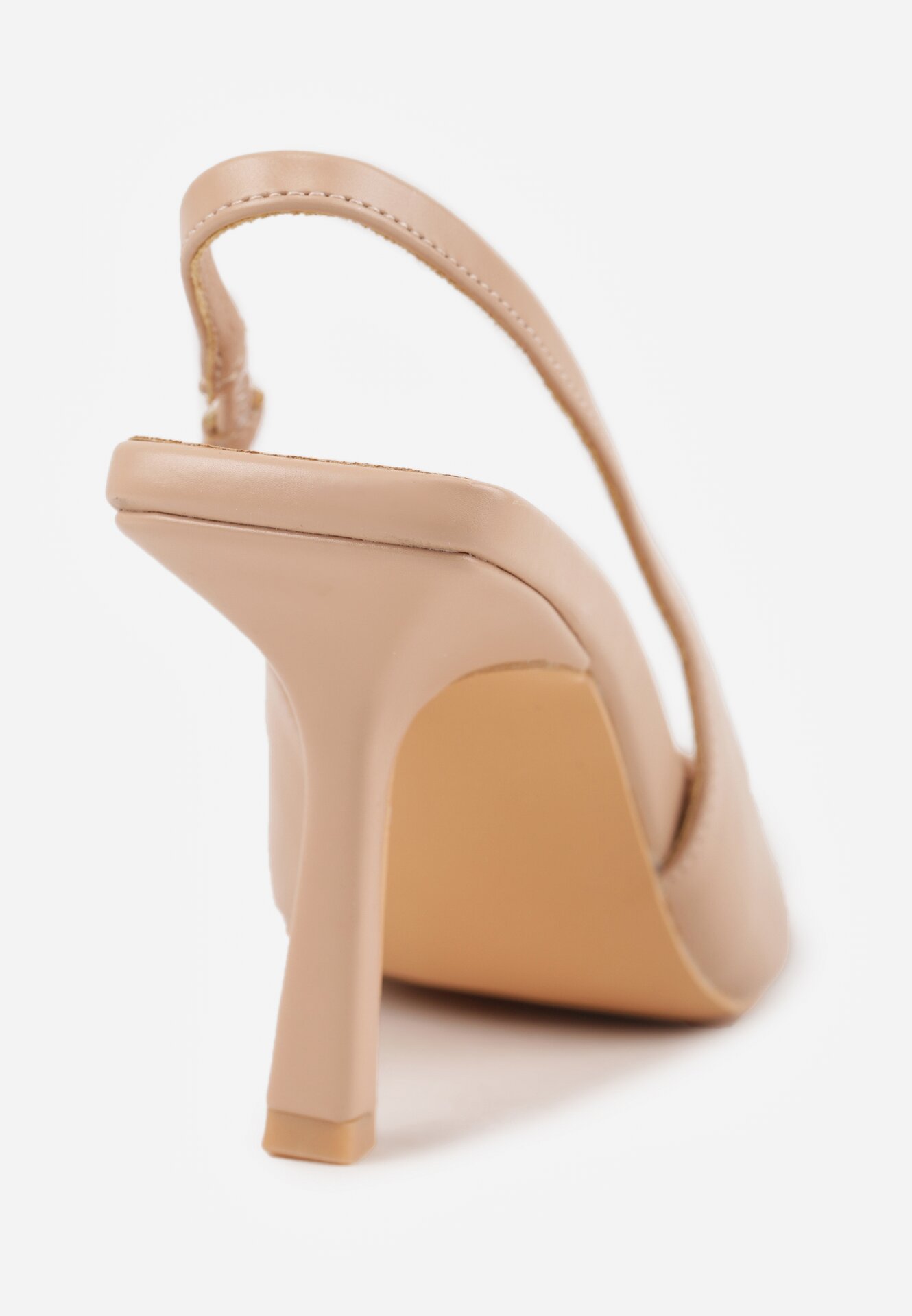 Beżowe Sandały na Szpilce Bez Pięty Parsedi