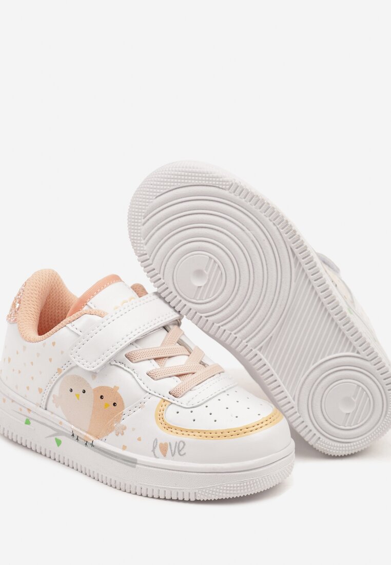Białe Buty Sportowe Sneakersy z Dodatkowym Zapięciem na Rzep Hirlima