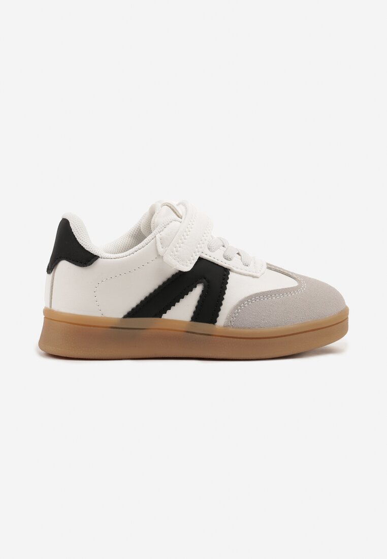 Biało-Czarne Buty Sportowe Sneakersy w Stylu Tenisówek z Paskami Lavlevi