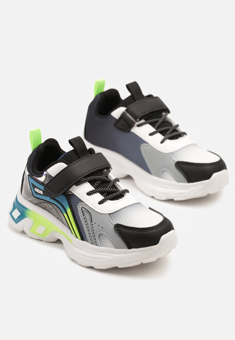 Czarno-Niebieskie Buty Sportowe Sneakersy z Geometrycznym Wzorem Clariana
