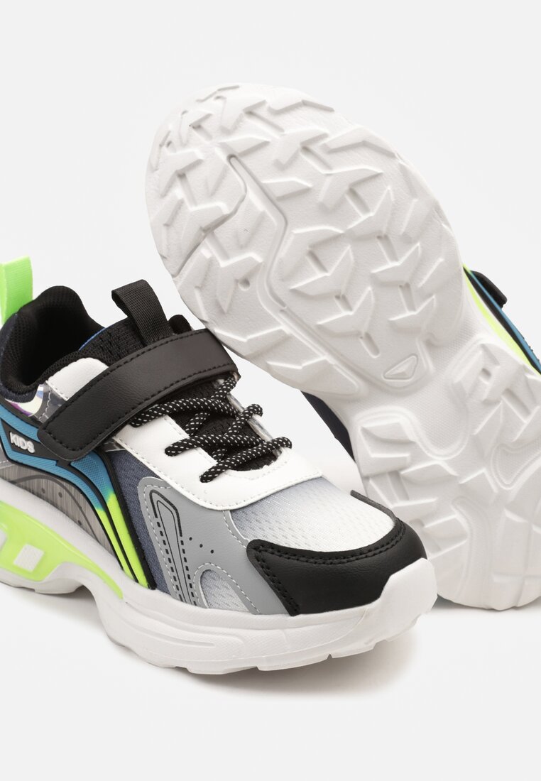 Czarno-Niebieskie Buty Sportowe Sneakersy z Geometrycznym Wzorem Clariana