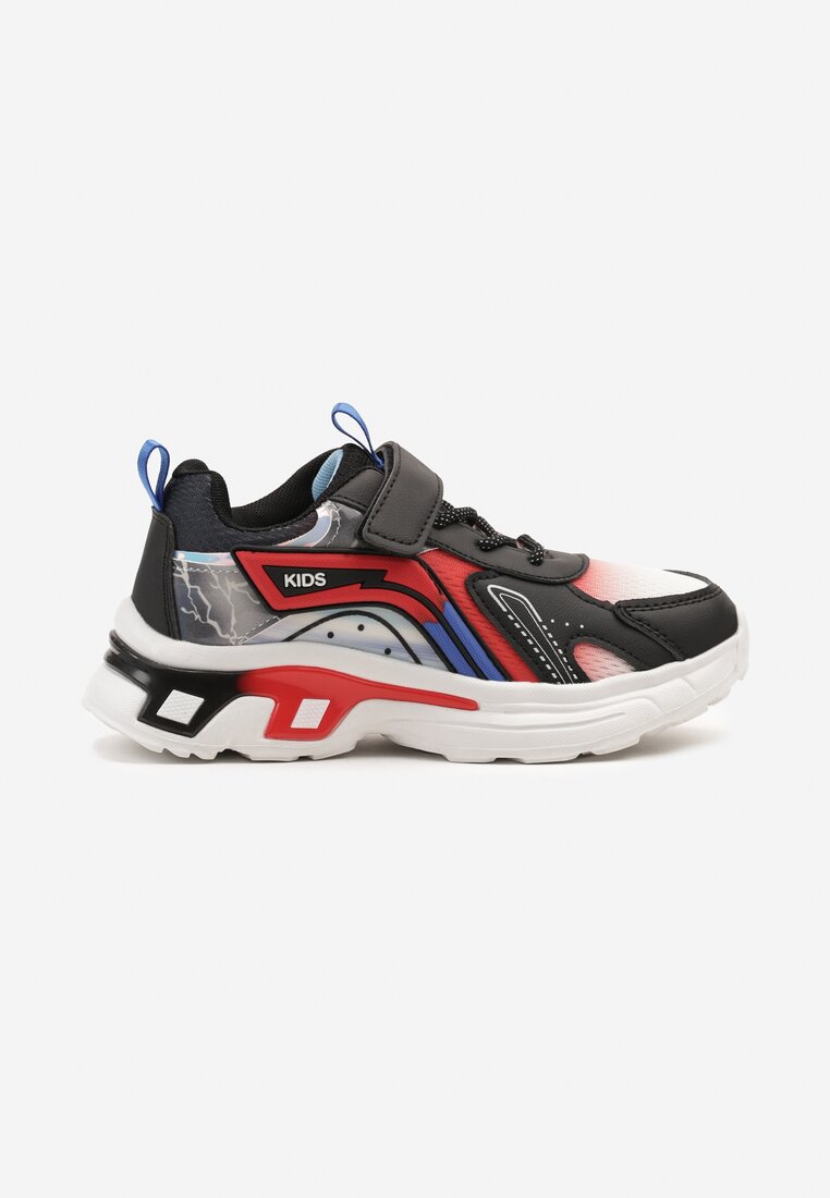 Czarno-Czerwone Buty Sportowe Sneakersy z Geometrycznym Wzorem Clariana
